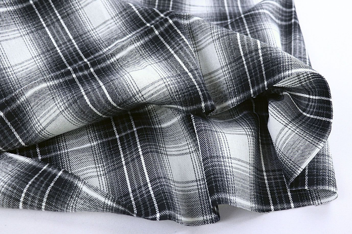 Рубашечная ткань принт/клетка черная на белом 1418-PY/D#6/C#1