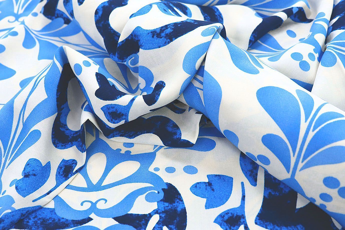 Штапель принт/узор сине-голубой на белом 3858-PY/D#20/C#2