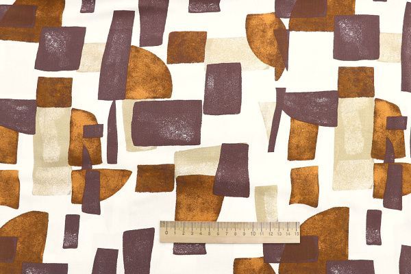 Штапель принт/коричнево-фиолетовый на молочном 3858-PY/D#22/C#1