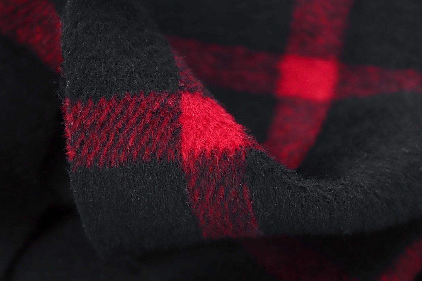 Пальтовая ткань "Микроворса" принт/клетка красно-черная AP210318023/D#778-90135/C#6