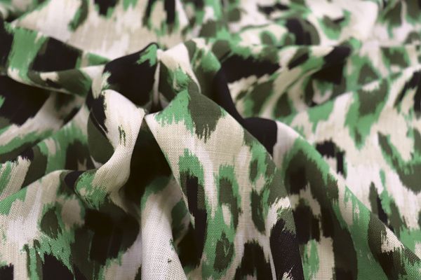 Лен TENCEL принт/черно-зелный на молочном 3846-PY/D#4/C#1