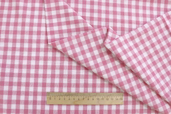 Хлопок принт/клетка розово-белая 1386-PY/C#2