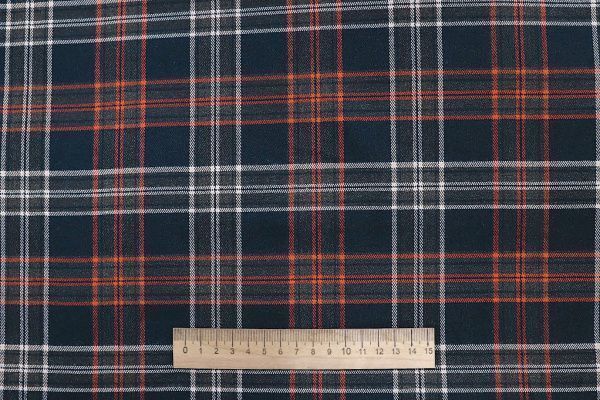 Костюмная ткань принт/клетка темно-синяя 2581-PY/D#8/C#1