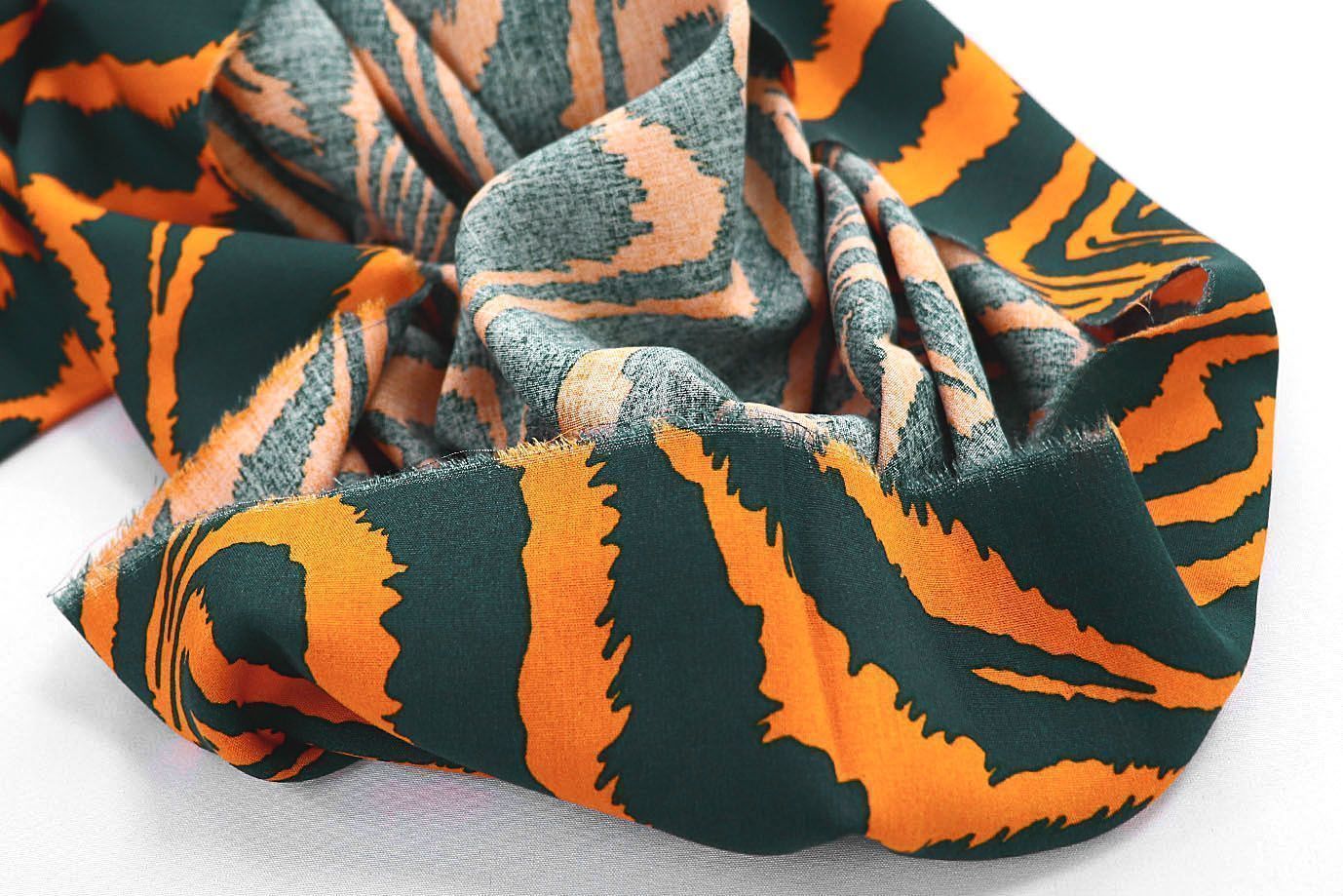 Штапель принт/оранжево-зеленый 1374-PY/D#16/C#2