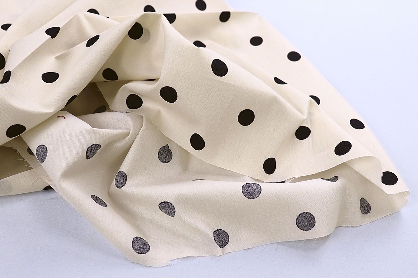 Хлопок "Поплин" стрейч принт/горох черный на светло-бежевом 4235-PY/D#1/C#2