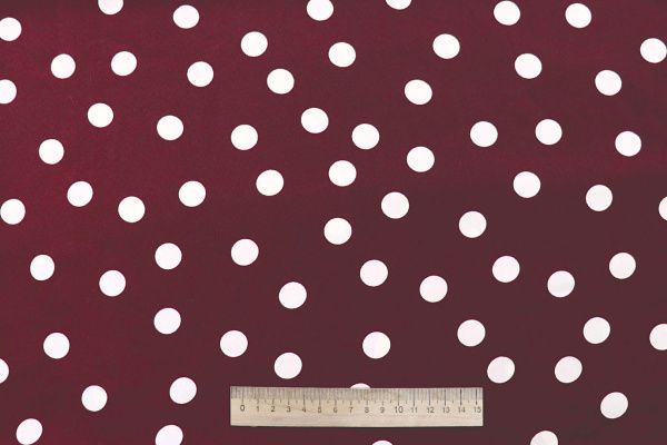Сатин "Мадонна" принт/горох молочный на бордовом 4273-PY/D#1/C#1 (12589)