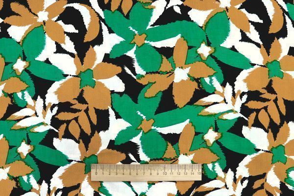 Штапель принт/цветы горчично-зеленые 1374-PY/D#13/C#3