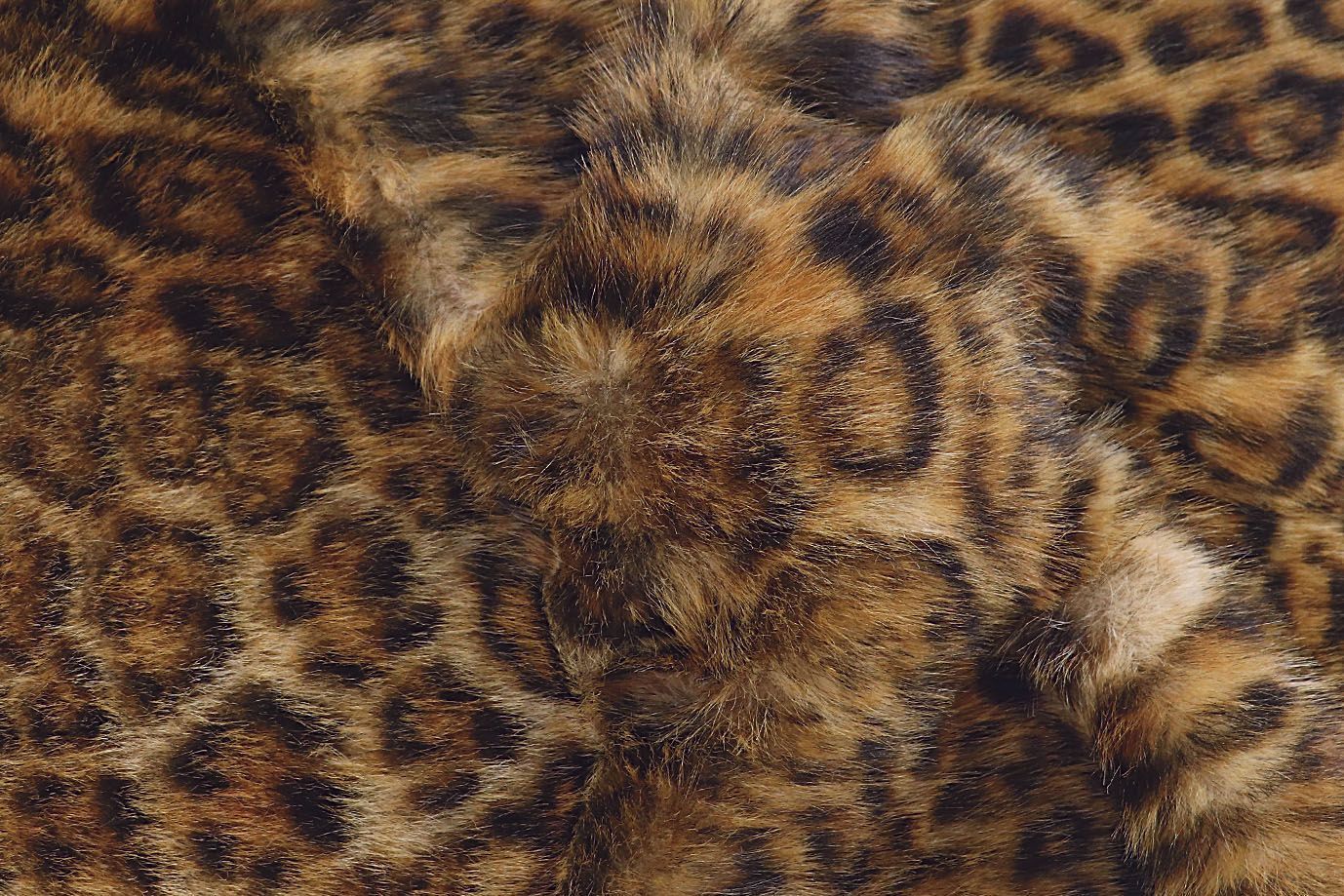 Искусственный мех "Леопард" длинноворсовый принт/черно-коричневый AP231215/DL23121880/D#23-032/C#1000/30-40