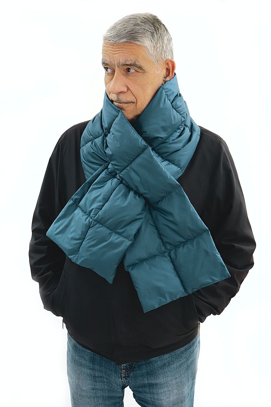 Шарф пуховый "Aria" квадратная стежка/синий Шарф пуховый "Aria"