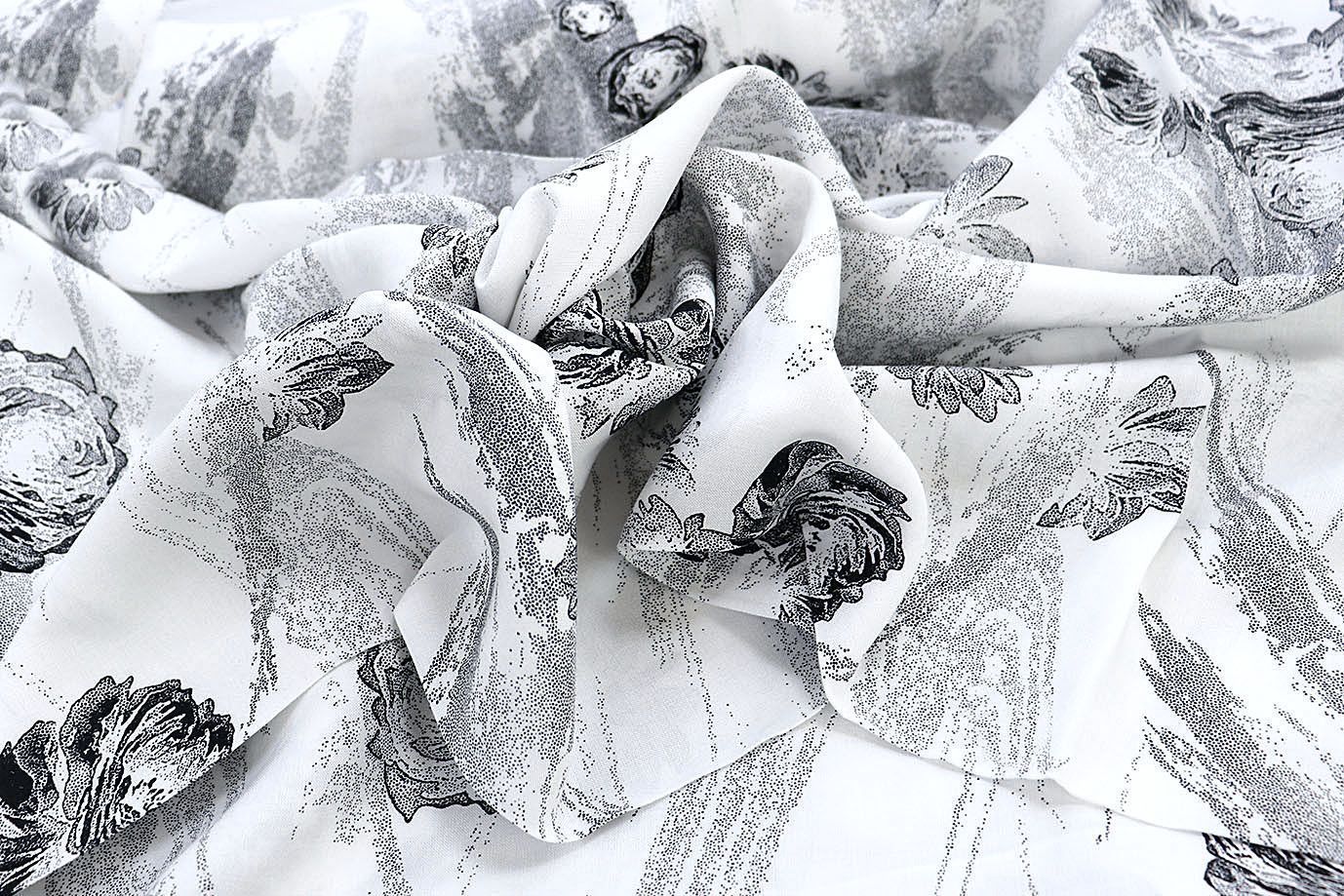 Штапель принт/цветы черные на белом 3861-PY/D#4/C#2