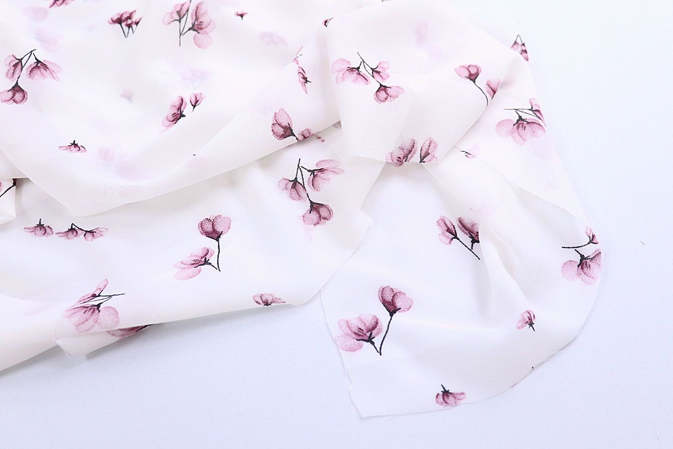 Шифон принт/цветы розовые на молочном 4241-PY/D#2/C#1