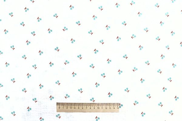 Муслин принт/ягоды бирюзовые на белом 1393-PY/D#2/C#2