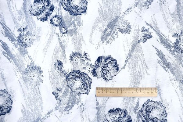 Штапель принт/цветы синие на белом 3861-PY/D#4/C#3
