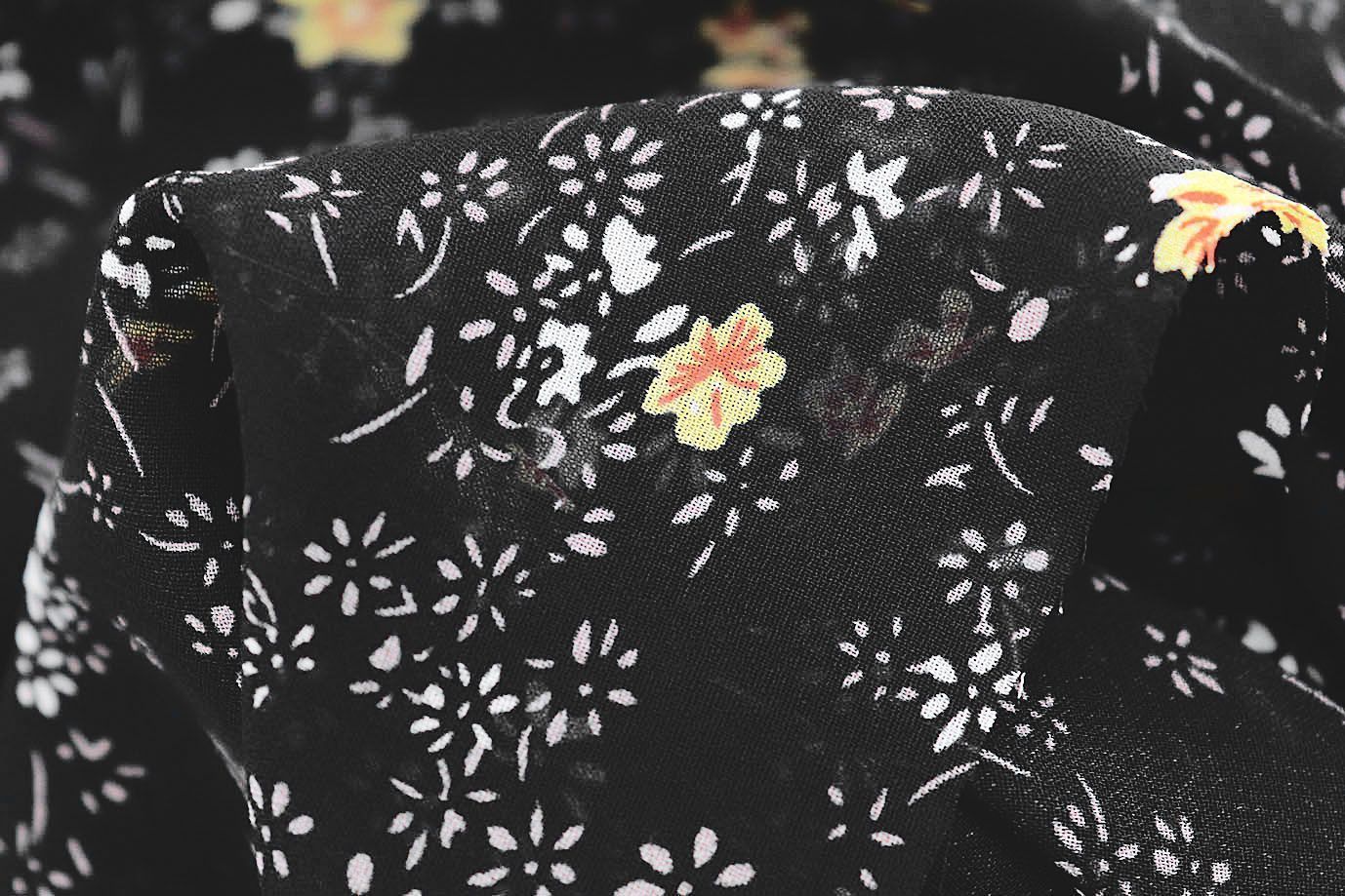 Шифон принт/цветы желтые на черном 3707-PY/D#18/C#1 (11592)