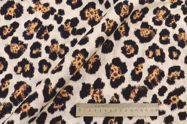 Штапель принт/леопард черно-желтый на молочном 1375-PY/D#4/C#1