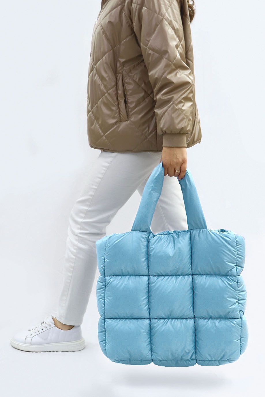 Сумка пуховая "Aria" с двумя ручками на магните/голубой Сумка пуховая "Aria"