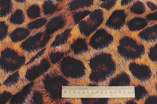 Штапель принт/леопард черно-оранжевый 1375-PY/D#1/C#1