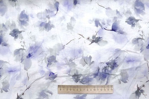 Вуаль "Медея" принт/цветы фиолетово-серые на белом 12521/D#2/C#2