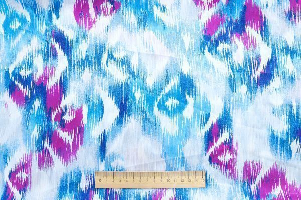 Сатин "София" креш принт/фиолетово-голубой на белом 3608-PY/D#3/C#2