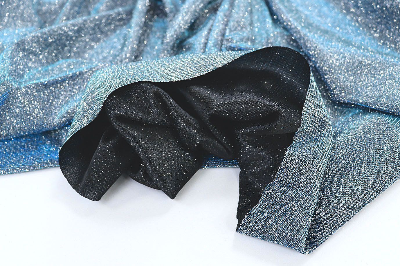 Трикотаж с люрексом на интерлоке/лазурно-голубой 1327-PY/C#14