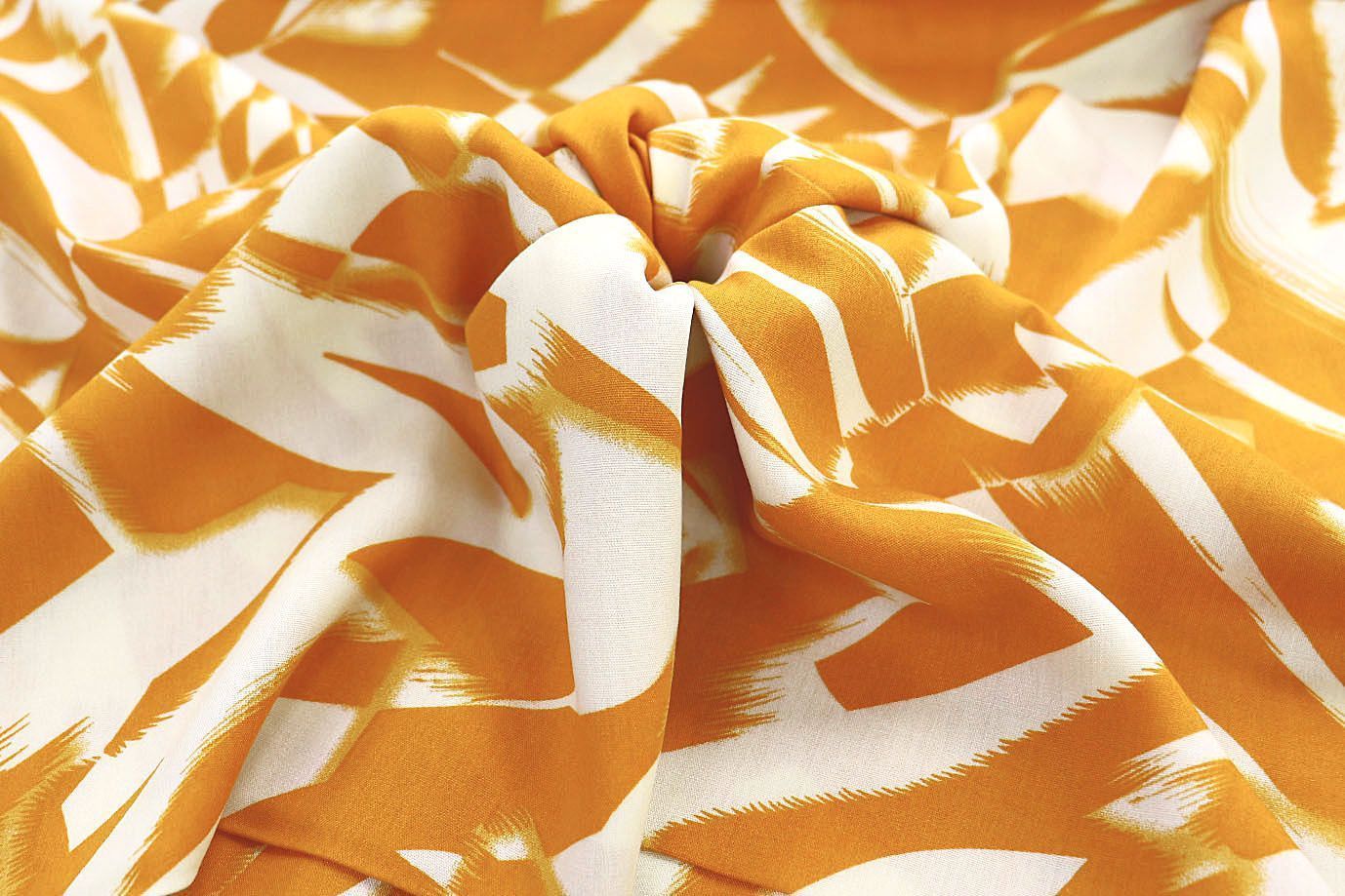 Штапель принт/оранжево-белый 1374-PY/D#18/C#6