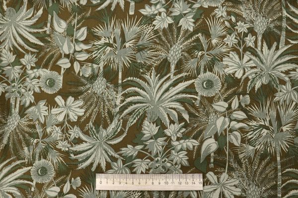 Штапель принт/цветы серо-зеленые на фоне хаки 4203-PY/D#2/C#1