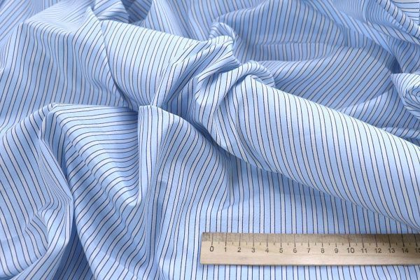 Рубашечная ткань принт/полоска сине-молочная на голубом 4153-PY/D#3/C#1