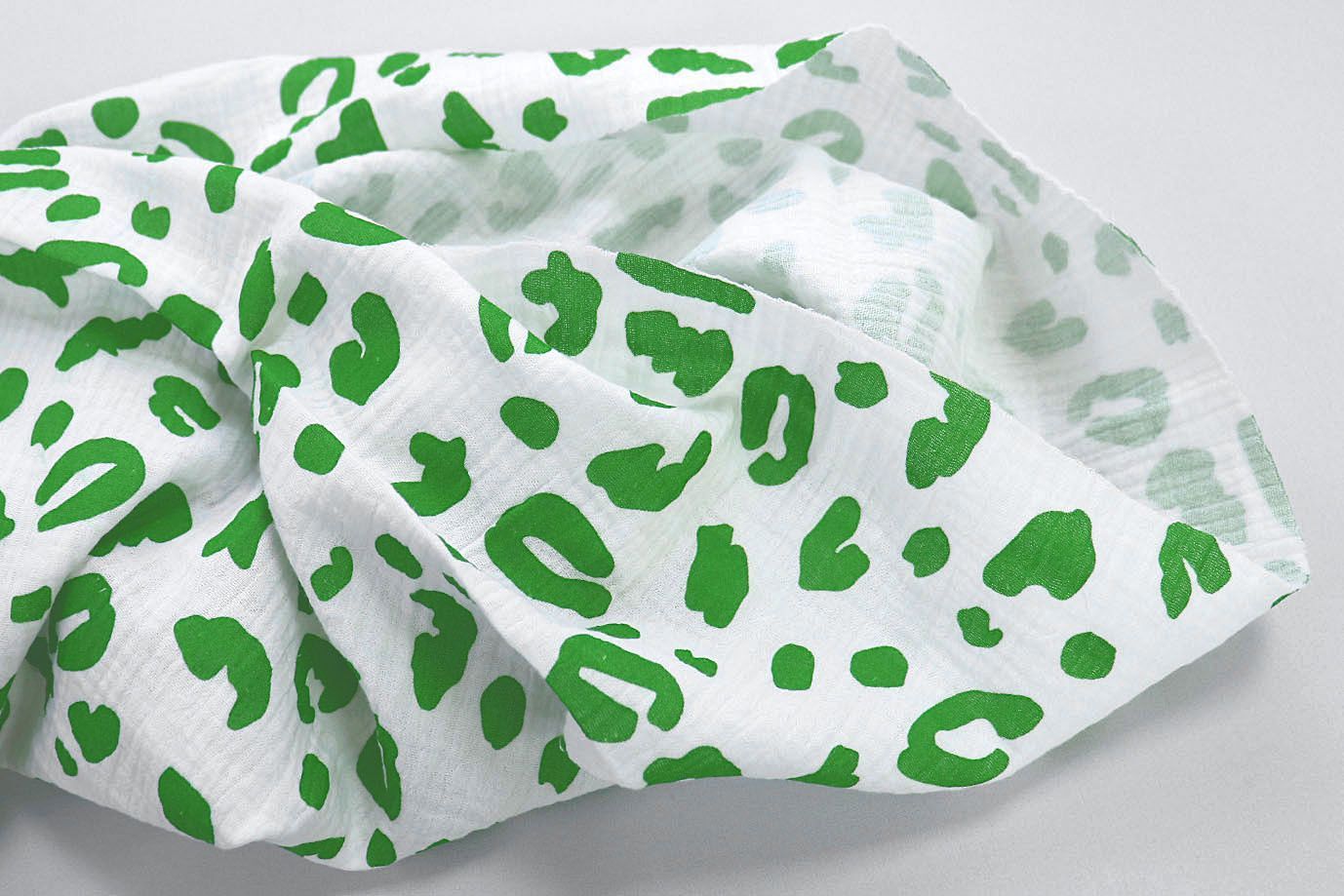 Муслин принт/зеленый на белом 1393-PY/D#5/C#2