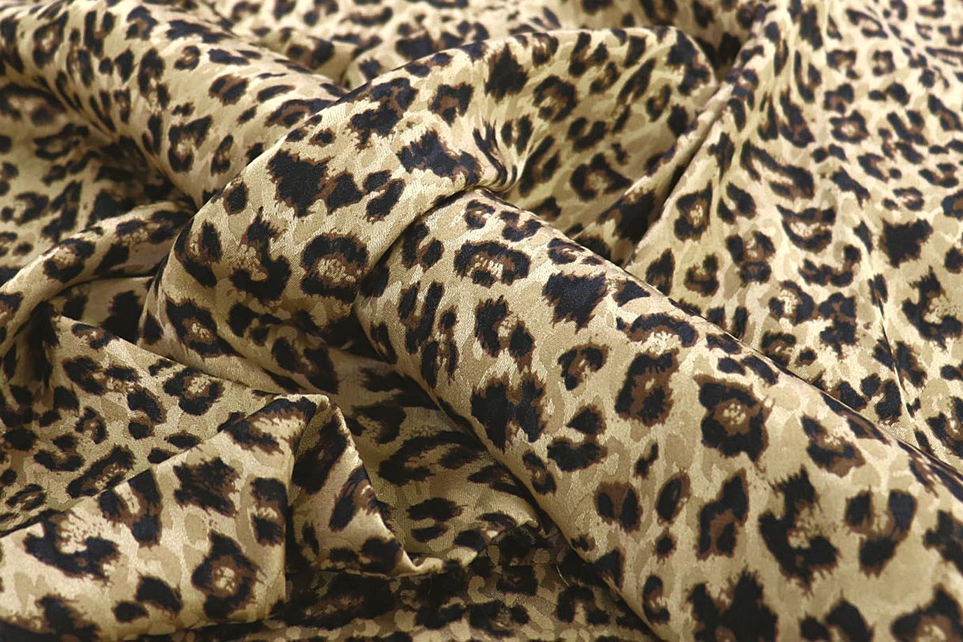 Сатин жаккард принт/леопард черно-песочный 3850-PY/D#2/C#1