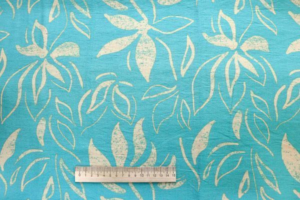 Лен БОХО принт/песочный на бирюзовом 4077-PY/D#16/C#1