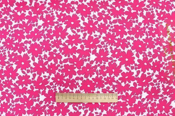 Штапель принт/цветы розовые на белом 1374-PY/D#11/C#1