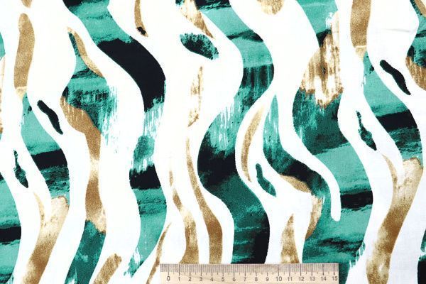 Штапель принт/изумрудно-арахисовый на белом 4203-PY/D#44/C#3