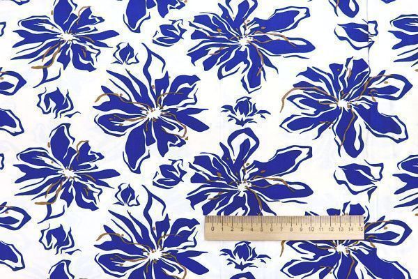 Штапель принт/цветы синие на белом 3858-PY/D#9/C#4