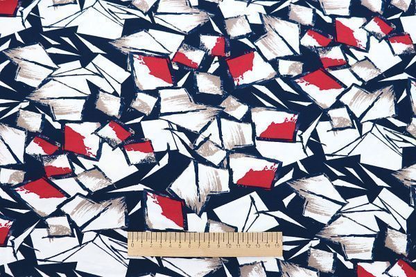 Трикотаж масло браш принт/бело-красный на синем SSR-707A/D#19/C#2 (15881)