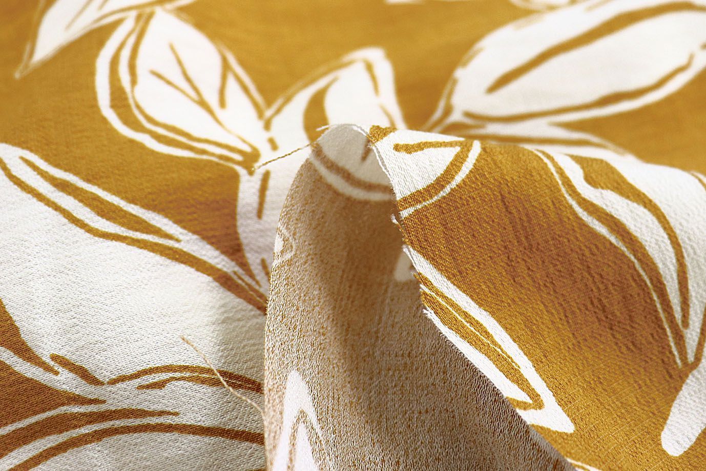 Лен БОХО принт/листья белые на коричневом 3815-PY/D#1/C#8