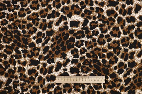 Штапель принт/леопард черно-коричневый на молочном 3861-PY/D#6/C#1