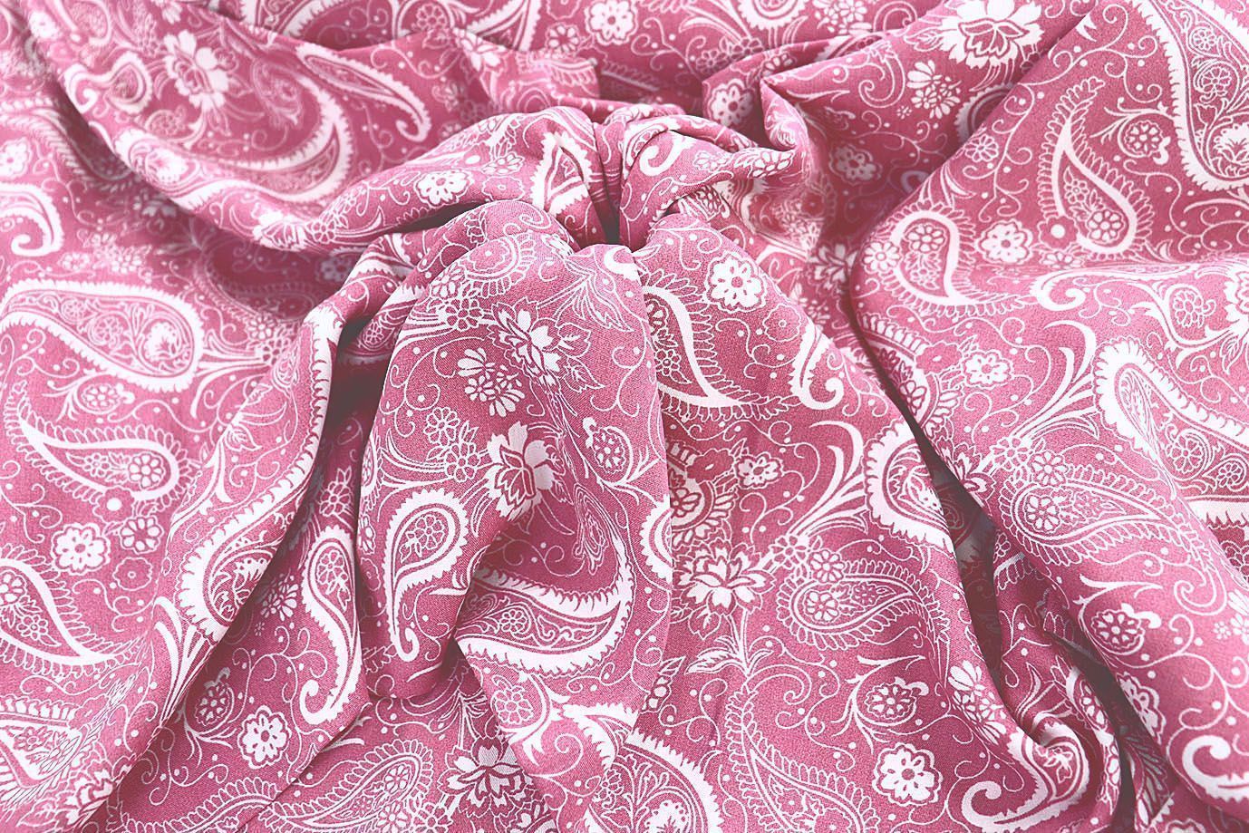 Штапель принт/узор белый на розовом 1374-PY/D#27/C#1