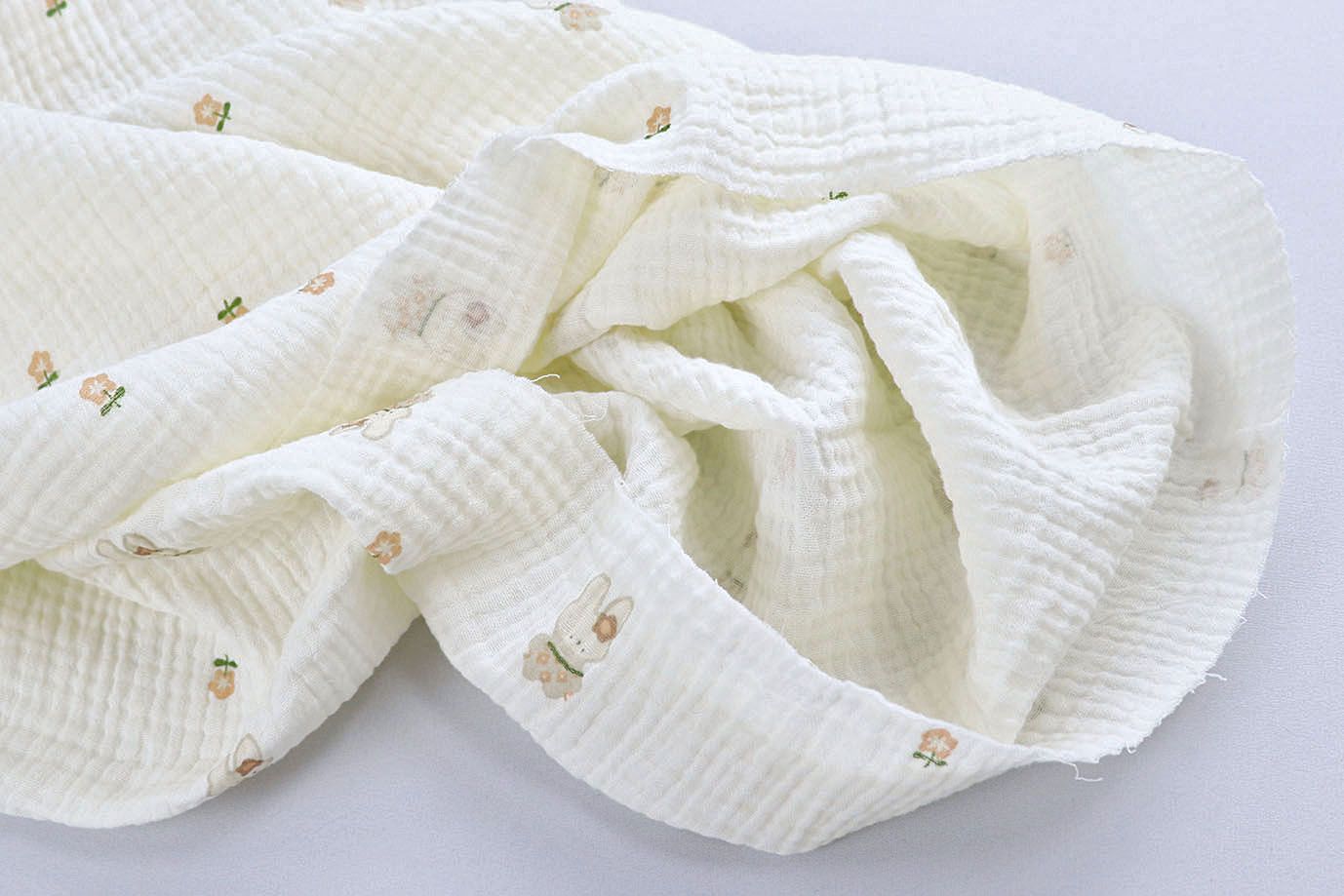 Муслин принт/зайчики на белом 4017-PY/D#3