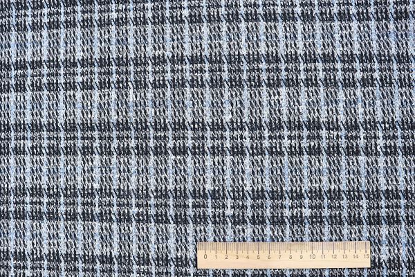 Трикотаж жаккард принт/клетка сине-серая 3257-22-PY/D#13/C#2