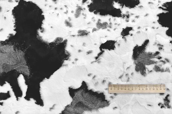 Искусственный мех "Каракуль"/пятна черно-серые на белом AP50518/D#1240-5HT0026F