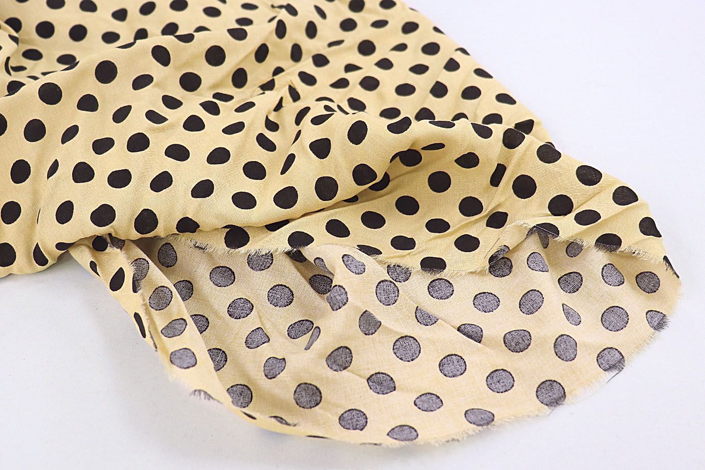 Штапель принт/горох черный на ванильном 1179/D#2/C#9