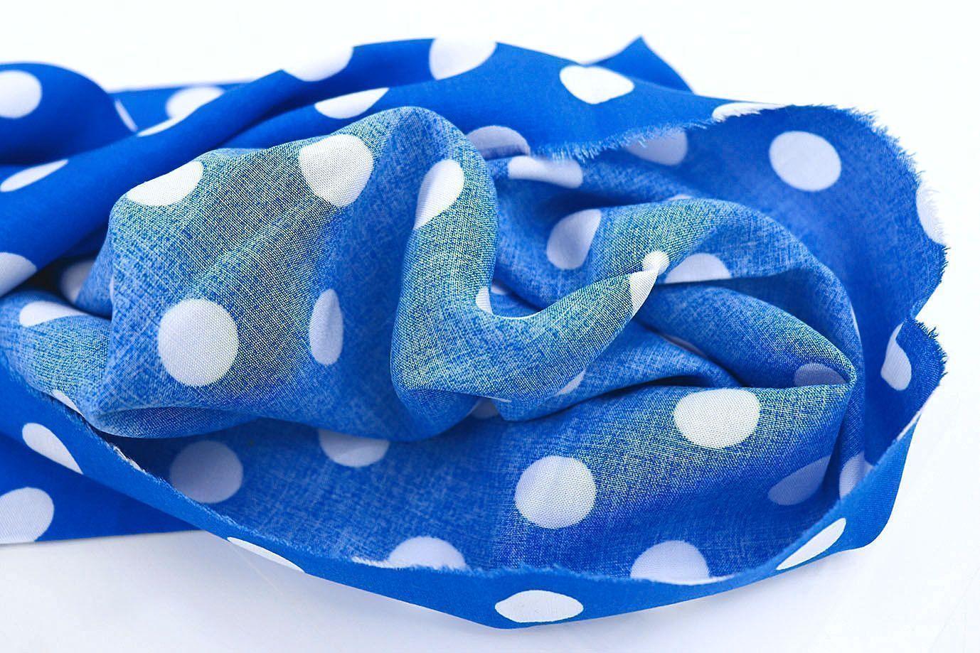 Штапель принт/горох белый на ярко-синем 3660-PY/D#10/C#6