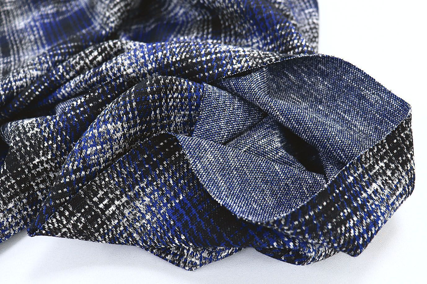 Трикотаж жаккард принт/клетка черно-синяя 3257-22-PY/D#3/C#4