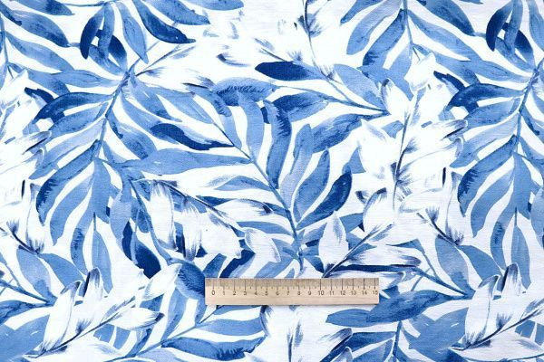 Лен БОХО принт/синий на белом 4077-PY/D#21/C#1