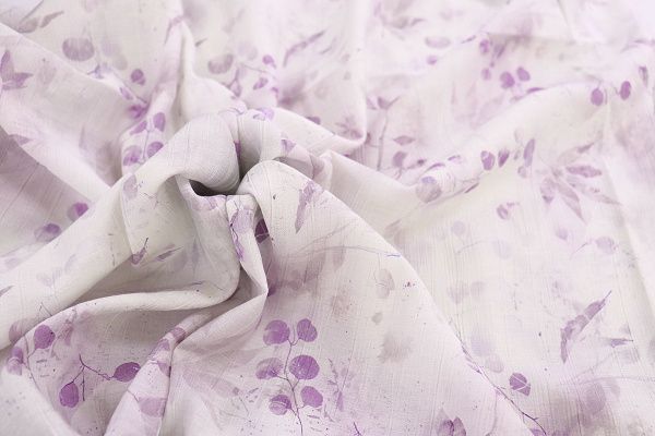 Лен "Медея" принт/цветы сиреневые на белом 3970-PY/D#7/C#1