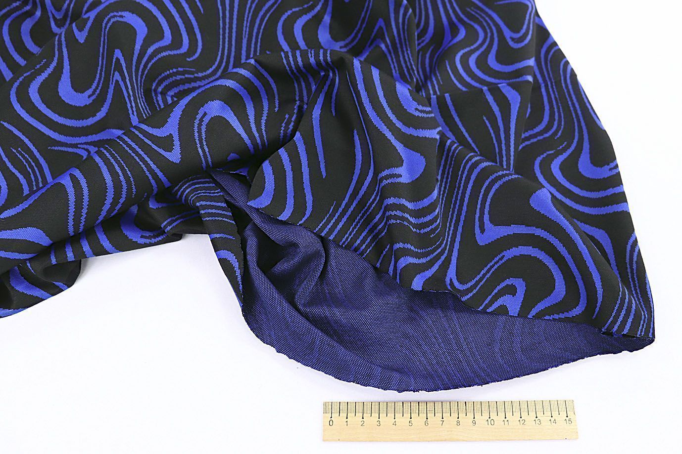 Трикотаж жаккард принт/черно-синий 3579-PY/D#16/C#4