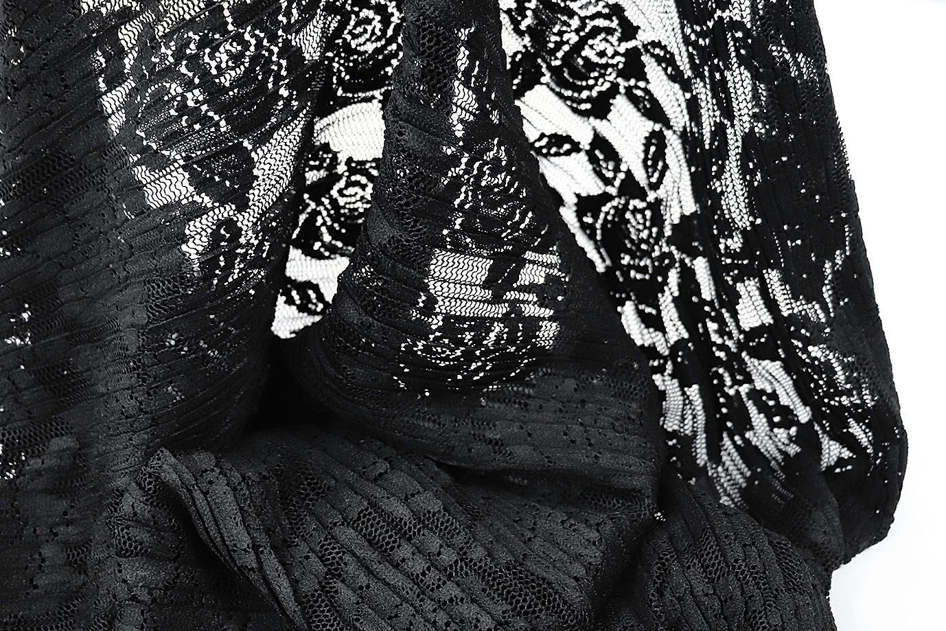 Гипюр плиссе/черный 3469-PY/C#1