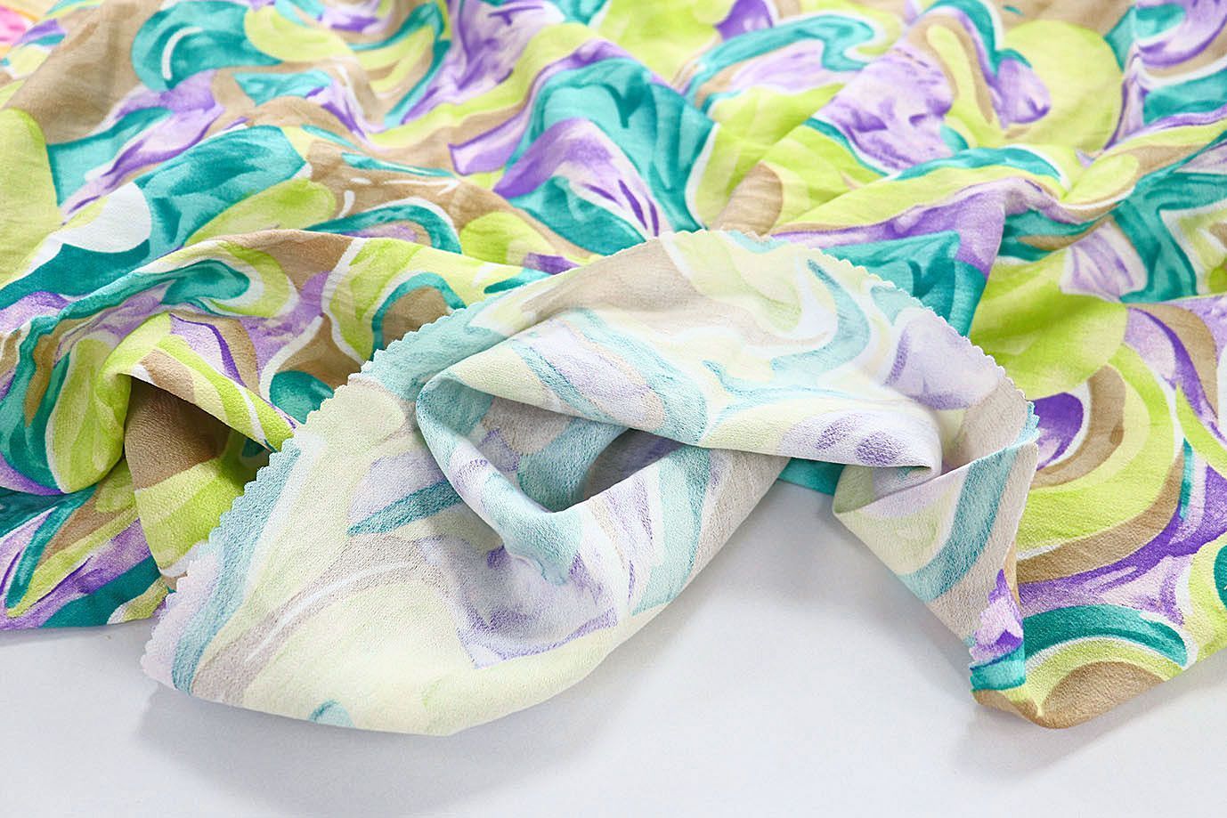 Лен БОХО принт/зелено-бирюзово-фиолетовый 3591-PY/D#13/C#3