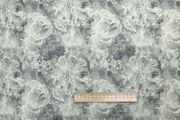 Лен "Медея" принт/цветы серые на фисташковом 4097-PY/D#10/C#1