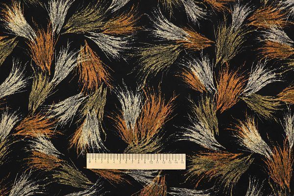 Трикотаж "Модал" принт/желто-оранжевый на черном 3599-PY/D#3/C#2